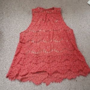 Coral High Neck Tank Top